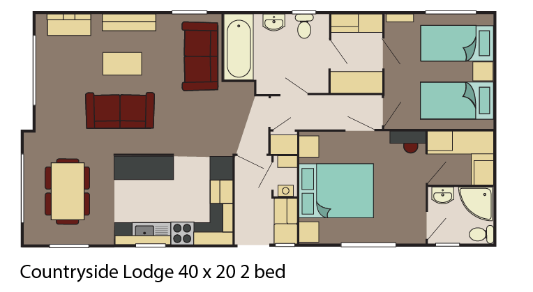Delta Countryside Lodge 40x13 2 bed layout