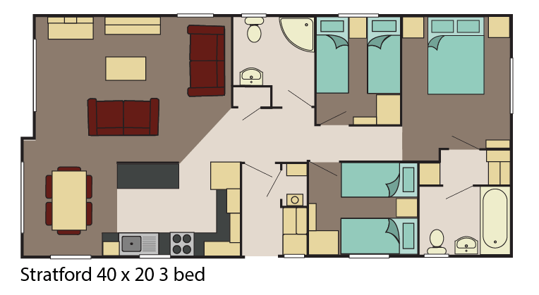 Stratford 40x20 3 bed layout