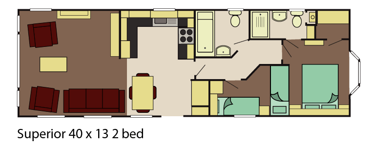 Delta caravans superior 40x13 2 bed layout